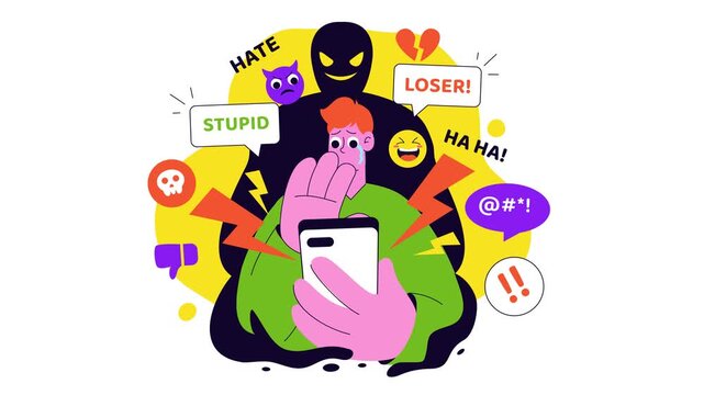 Animation of Cyberbullying Negative Internet Illustration