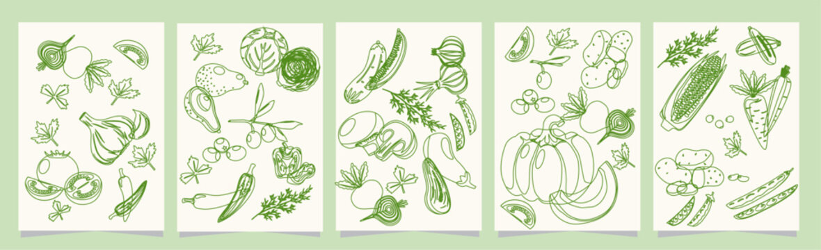 Fresh vegetable posters. vegetable doodle veggies natural food
