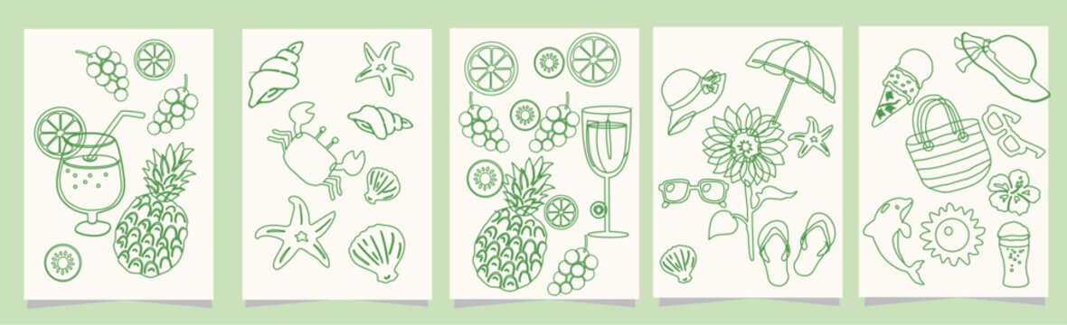 doodle summer collection posters  vector collection ,post card, flier, cover , d&eacute;cor , wall print , post