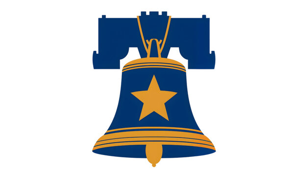 liberty bell vector with juneteenth star motif in gold and blue on transparent background