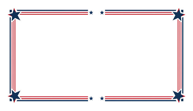 american flag patriotic frame with stars and stripes isolated on transparent background