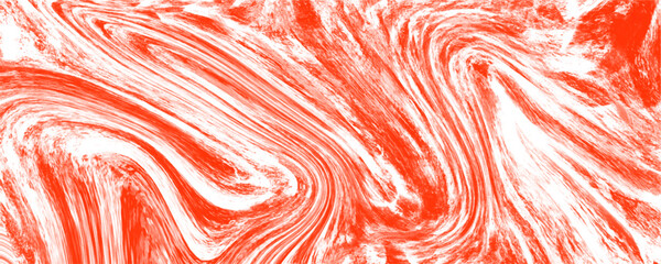 Intense red and white abstract liquid marble texture featuring dramatic flowing ripples. This bold acrylic fluid art canvas offers a striking contemporary design. © Faiyaz