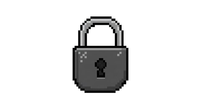 Pixel art lock icon security.