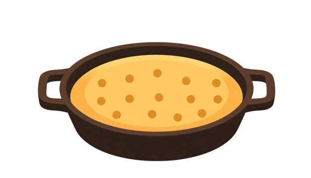 vector icon of southern cornbread in a cast iron skillet isolated on transparent background
