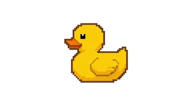 Pixel art yellow rubber duck toy.