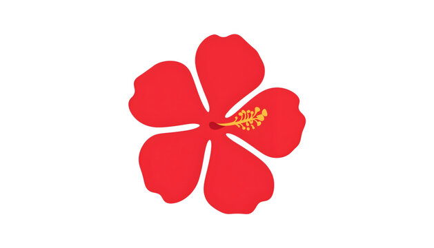 minimalist red hibiscus flower vector icon on transparent background