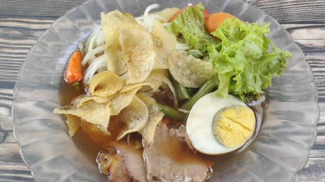 Selat Solo is a dish from Surakarta, Central Java, with European influences. The main ingredient is beef that is braised and served in a sweet, thin Javanese gravy, along with vegetables and potatoes.