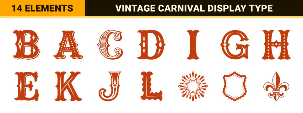 Decorative Vintage Circus Alphabet Elements