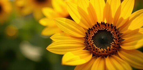 Obraz premium Close-up view, vibrant sunflowers, textured petals, composition, image, sunflowers