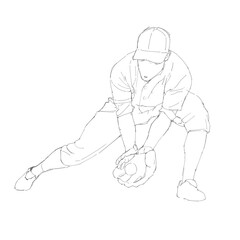 Obraz premium Baseball Player catching ball pose sketch