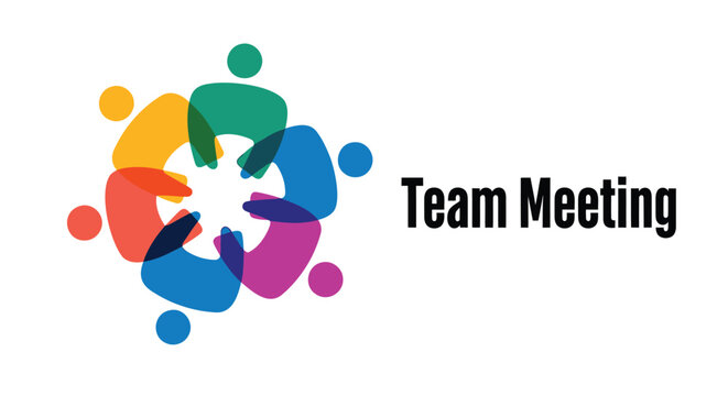 Team meeting, business collaboration, colorful people icons, vector teamwork
