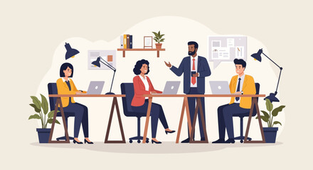 Fototapeta premium Business People Working Office.