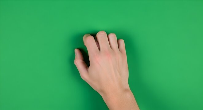 A detailed close up view of a human hand gesturing with fingers slightly curled to represent a firm grip or grasping motion while showcasing anatomical skin texture and natural knuckle definition duri