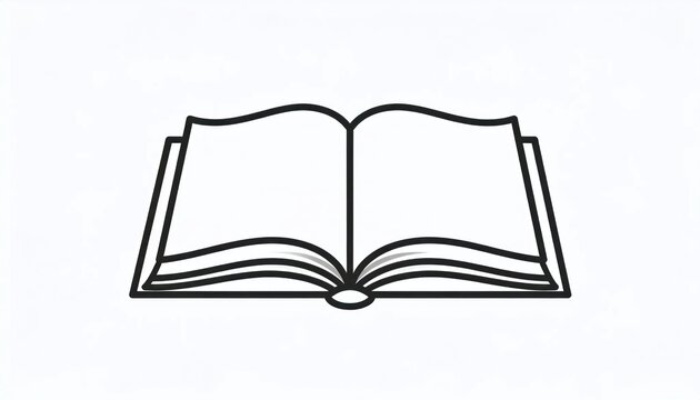 Open Book Icon Vector Illustration Simple Line Art.