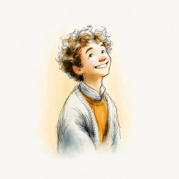 はにかむ男性のイラスト