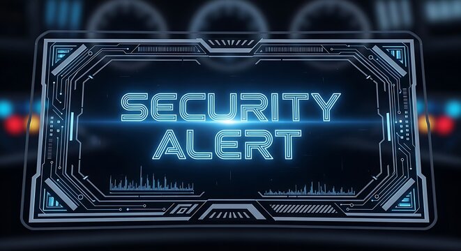 Security alert warning on futuristic digital interface screen with security interface futuristic technology.