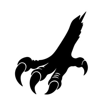 A black silhouette of a sharp claw or talon on a white background