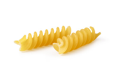 Naklejka premium Fusilli pasta corkscrew shape on white background