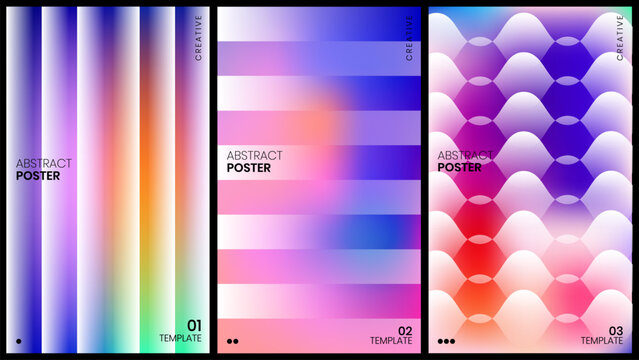 Vibrant abstract poster templates with colorful gradient designs and creative patterns