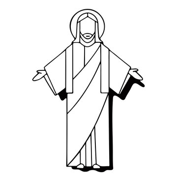 A minimalist vector illustration of Jesus Christ in a simple robe with a halo