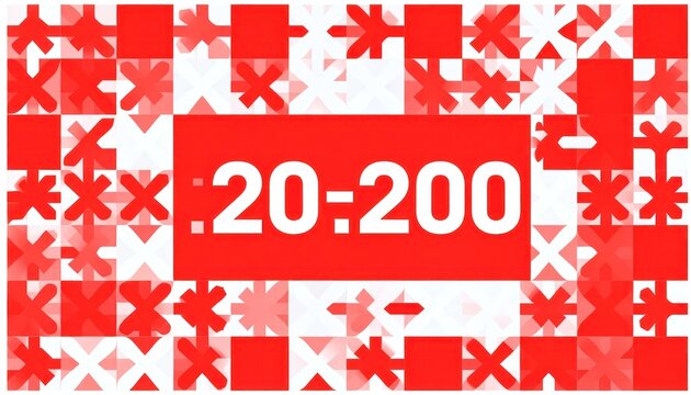 Red and White Abstract Pattern with Time Display 20 -200.