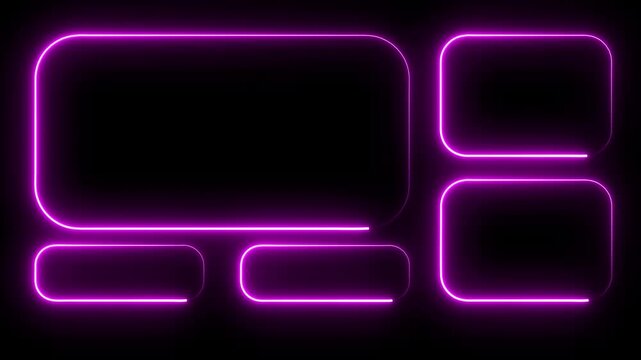 Intermission Stream Overlay Animated, Neon Sign looping facecam and chat for live streaming, pink color frame on black background .4k video.