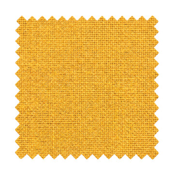 Yellow fabric texture swatch isolated on transparent background textile material sample