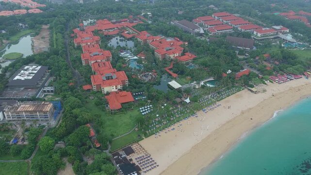 Aerial view of a luxury resort on nusa dua beach in bali