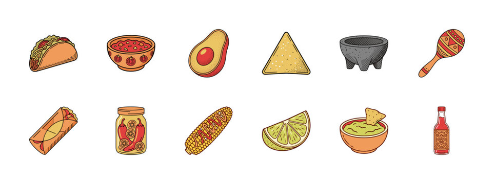 Retro Mexican Food and Fiesta Asset Sheet