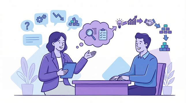 Consultative Selling Advisory Hand-Drawn Illustration