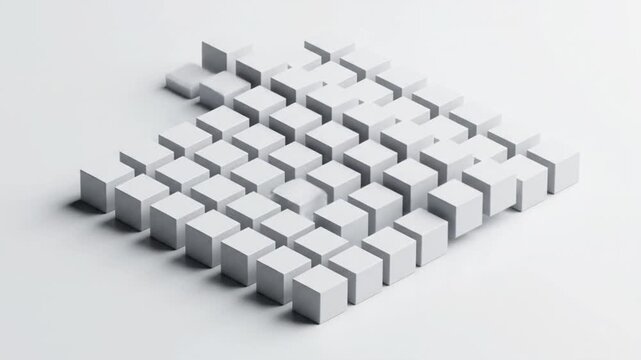 isometric cubes appearing and disappearing in structured pattern