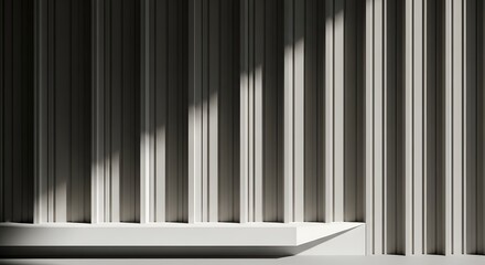 Fototapeta premium Modern podium design abstract vertical lines and minimalist white surface for elegant presentations