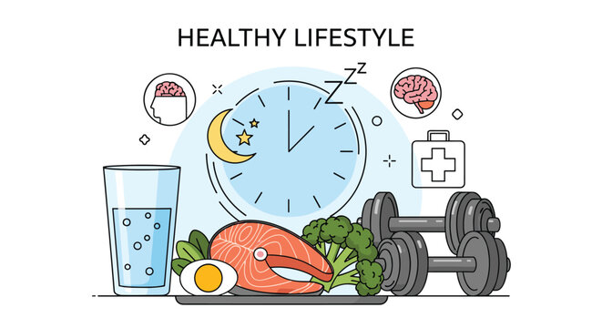 Comprehensive guide to a healthy lifestyle including balanced nutrition, regular exercise, adequate sleep, and mental health care.