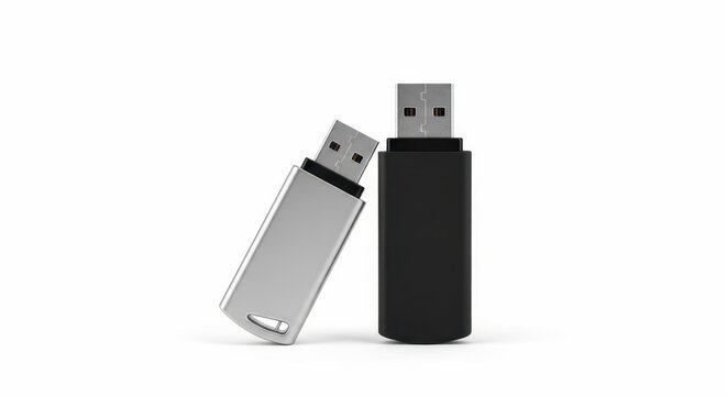 Two usb flash drives in black and silver