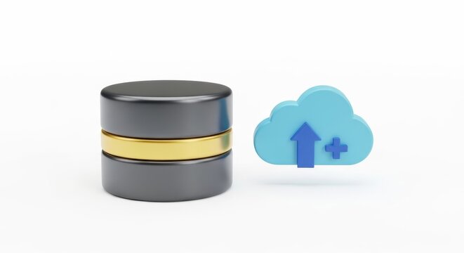 Cloud data storage and database server icon