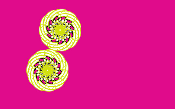 Group of intricate pink and white circular rosettes on dark pink background