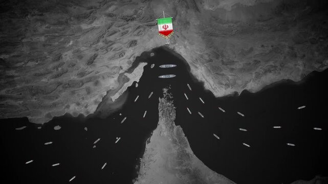 Strait of Hormuz Oil Tankers Standoff with Iranian Military Presence Map Animation