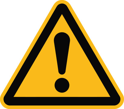 Warnschild Warnzeichen, illustration, black and yellow warning symbol featuring exclamation mark for hazard spots, danger alert, and general safety signage design.