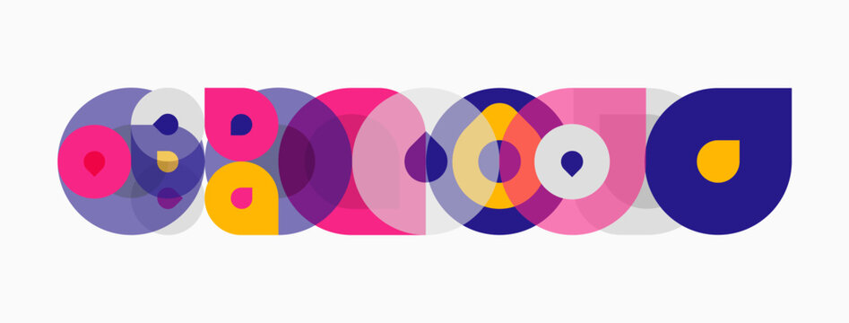 Colorful overlapping circles form word google. Bright hues create playful, modern aesthetic. Simple design, clean lines, vibrant composition.