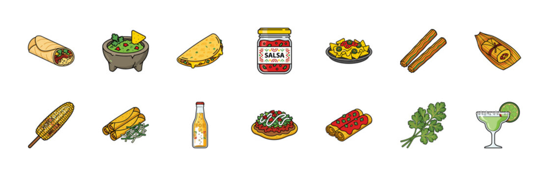Mexican Food Culinary Vector Asset Sheet