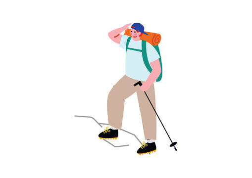山登りをする男性のイラスト
