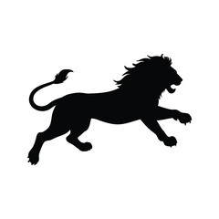 Fototapeta premium Silhouette of a majestic lion walking, powerful and regal, silhouette vector illustration, lion leaping silhouette vector illustration
