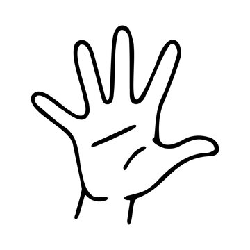 A minimalist vector graphic illustration of a hand with palm facing forward