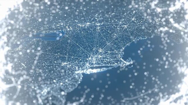 Aerial view of a densely populated northeastern region at night, highlighting city lights and roadways