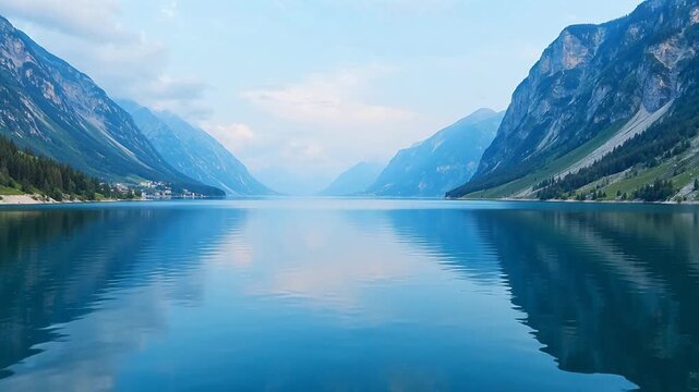 Mountain lake with clear water and reflections for Digital Transformation and Cyber Infrastructure