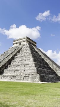 Pyramid of chichen itza on a sunny day in yucatan, mexico. Chichen itza