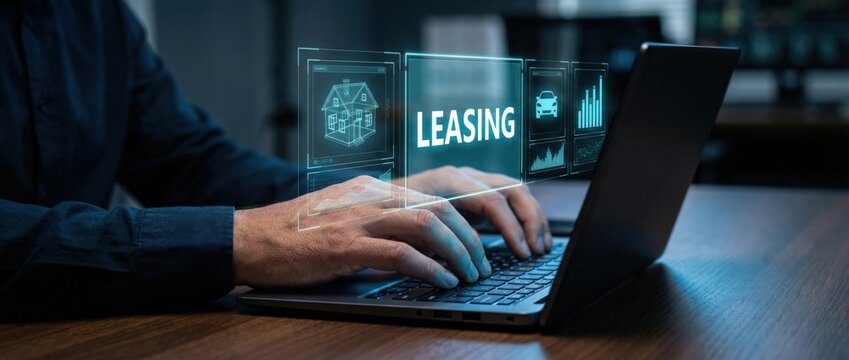 Digital leasing process business transactions office environment content creation innovative technology professional viewpoint virtual solutions for modern needs