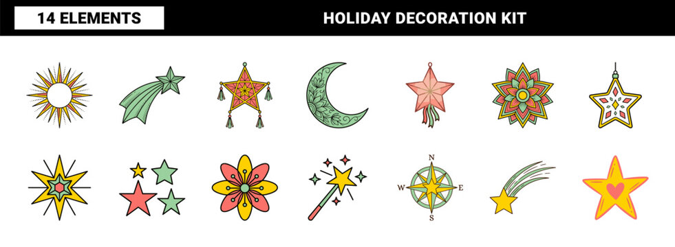 Traditional Festive Star Lantern Asset Sheet