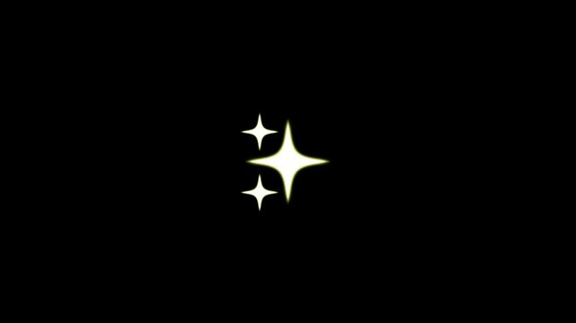 Star twinkling, white star blinking animation,lights,sparkling glitter stars, twinkle festive holiday decoration. 4k . glitter line stars,Glittering star line and circle sparkle on black background