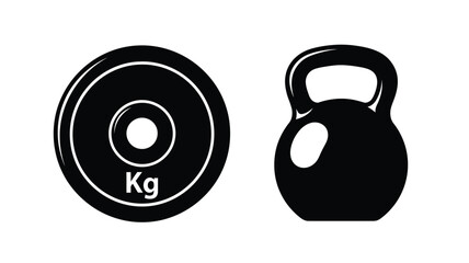Black kettlebell and weight plate illustration a striking silhouette © MDShawon